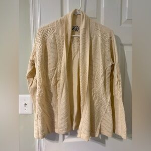 Cream Open-Front Knit Sweater